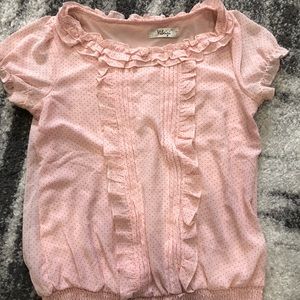 Pink polka dot blouse. Color is baby pink